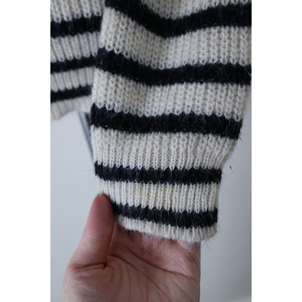 IRO Size S Seely Alpaca Wool Knit Turtle Neck Sweater Black White Stripes - Picture 13 of 15